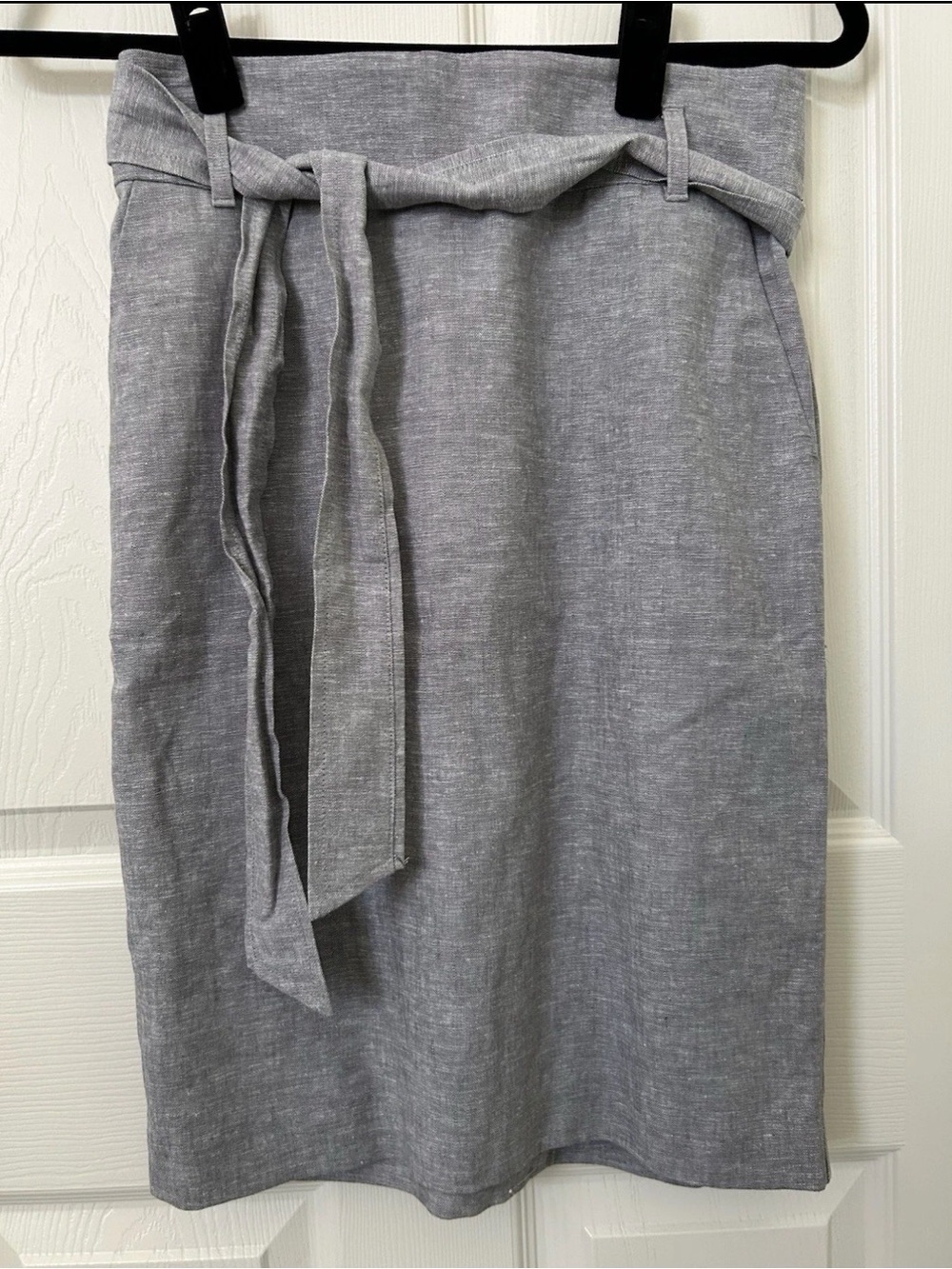 Ann Taylor Heather Gray Tie-Waist Pencil Skirt
